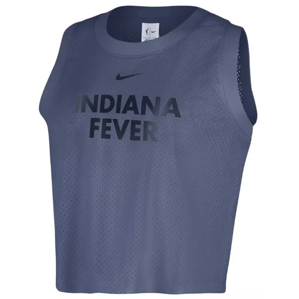 NIKE WNBA Indiana Fever Mesh Tank Top Womens XL Blue Basketball Cropped Jersey‎